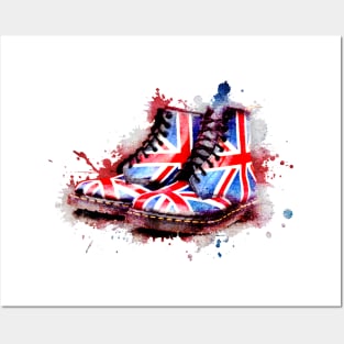 Union Jack flag Dr Martens Boots on White Posters and Art